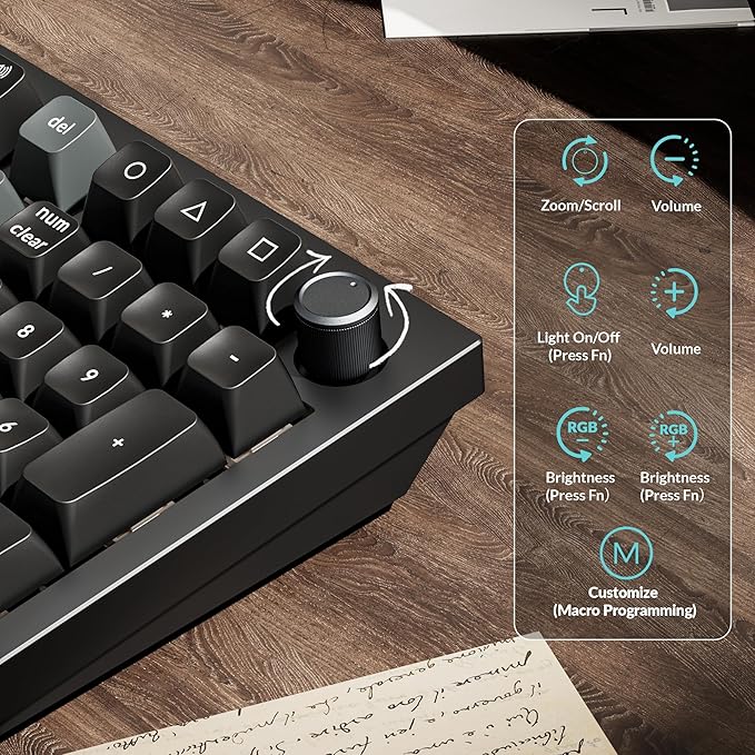 Keychron Q5 Ultra 8K Wireless Custom Mechanical Keyboard 2.4 GHz & Bluetooth 660Hr Battery Aluminum Body ZMK Launcher with Hot-swappable Red Switches PBT Keycaps for Mac Windows Linux - Black