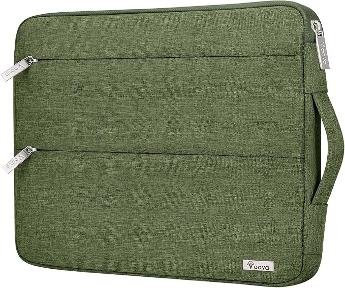 Voova 15.6 16 Inch Laptop Sleeve Case Compatible with MacBook Pro 16 M1/M2/M3/M4 Max 2019-2025, 15.6-16” Hp Lenovo Acer Asus, Waterproof Slim Computer Bag Cover with Handle, Army Green