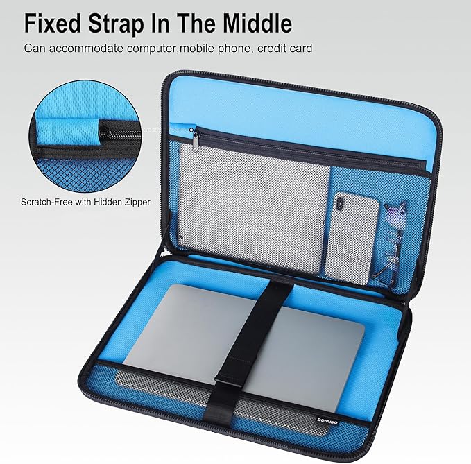 DOMISO 13 Inch Laptop Hard Case, Waterproof Shockproof Hard Shell Laptop Sleeve Protective Case with Retractable Handle for MacBook Air Pro Neo/Dell XPS//Microsoft Surface/Lenovo Yoga/HP Envy,Black