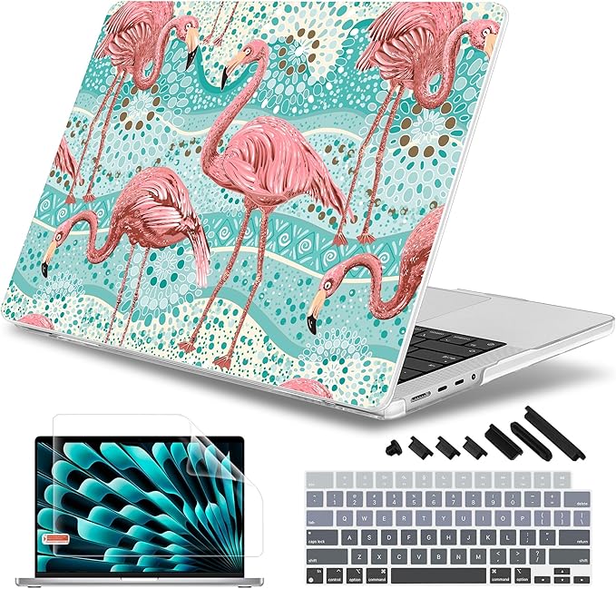 May Chen for 2026 MacBook Pro 14-inch M5 M4 M3 M2 M1 Pro/Max Chip, Release 2026 2025-2021, Model A3427 A3426 A3434 A3112 A3401 A3185, Plastic Hard Shell with Keyboard Cover, Flamingo
