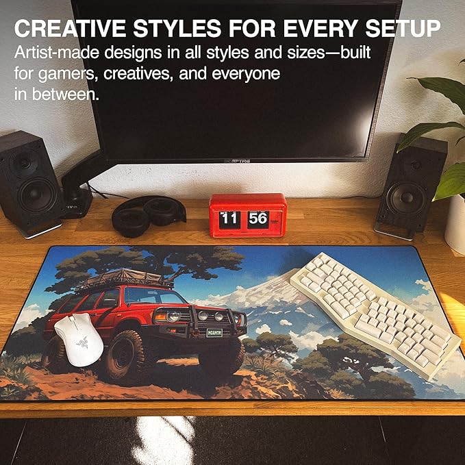 MPCO. Original Large Gaming Desk Mat – 36" x 17" Duraglyde Manga Motors Osakas-Overlander Full Desk Mouse Pad for Smooth Precision – Non-Slip, Washable Extra-Large PC Mouse Pad for Gaming Sessions