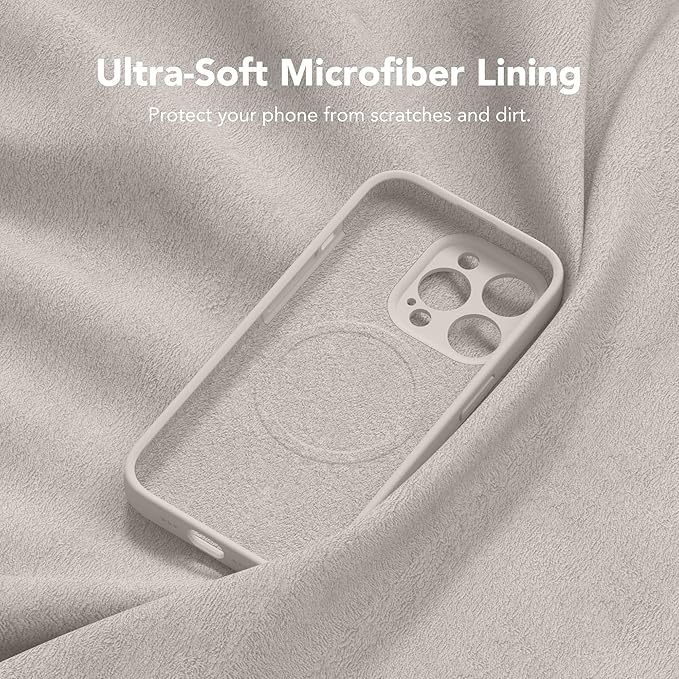 Magnetic for iPhone 14 Pro Case, Compatible with MagSafe, [Full Camera Protection][Screen Protector] Silicone Shockproof Protective Phone Case for iPhone 14 Pro 6.1", Stone
