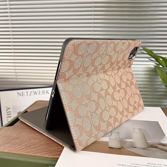 Brown Designer PU Leather Case for iPad Pro 11-Inch, 2022/2021/2020/2018 Model,Compatible with 1st/2nd/3rd/4th Gen Pro 11 Soft TPU Back Cover with Pencil Holder, Multi-Angle Stand, Auto Sleep/Wake