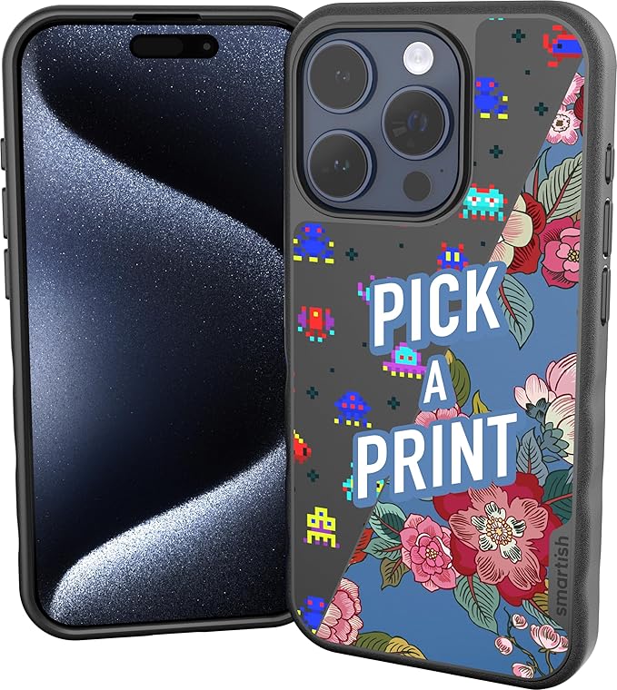 Smartish® iPhone 15 Pro Magnetic Case - Gripmunk Compatible with MagSafe [Lightweight + Protective] Slim/Thin Grip Cover with Microfiber Lining for Apple iPhone 15 Pro - Custom Prints