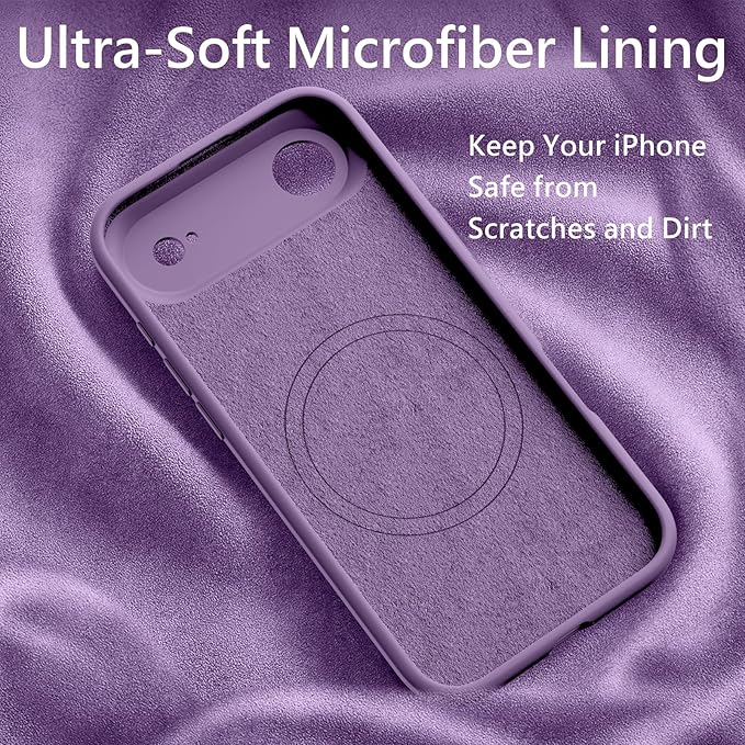 FireNova Magnetic for iPhone Air Case, Compatible with MagSafe, [Integrated Silicone Camera Control Button] [Camera Protection] Microfiber Lining Phone Case for iPhone 17 Air, 6.5", Light Purple