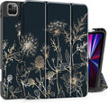 May Chen Case for iPad Pro 11 inch (4th, 3rd, 2nd & 1st Gen) 2022 2021 2020 2018, Trifold Stand + Pencil Holder + Auto Wake/Sleep + Soft TPU Protective Stand Back Cover, Abstract Floral