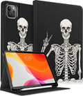 Uppuppy for iPad Air 13 Inch M2/M3, Pro 12.9 Case - Cute Women Boy Men Teens Skeleton Pencil Holder Folio Cover for Apple Air 13" 2024/2025, Pro 6th/5th/4th/3rd Generation Case