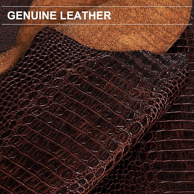 Gexmil Leather Case for iPad mini 7 (A17 Pro) 2024 / iPad mini 6 Generation 2021 8.3 Inch,Premium Cowhide Cover with Pencil Holder,Adjustable Stand, Auto Wake/Sleep,Brown Crocodile
