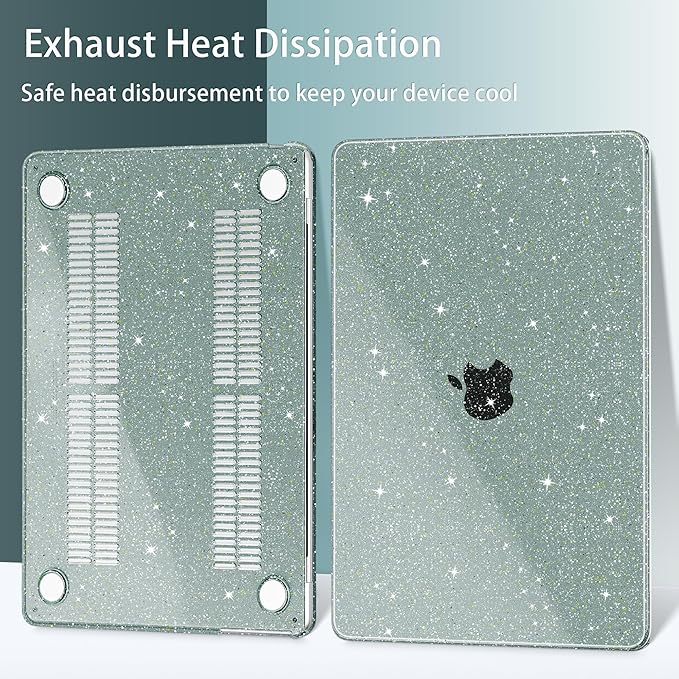 May Chen for 2022 MacBook Air 13.6 Inch Model A2681, Plastic Hard Shell Case for MacBook Air 13.6" M2 Chip with Liquid Retina Display Fits Touch ID, Midnight Green Glitter A