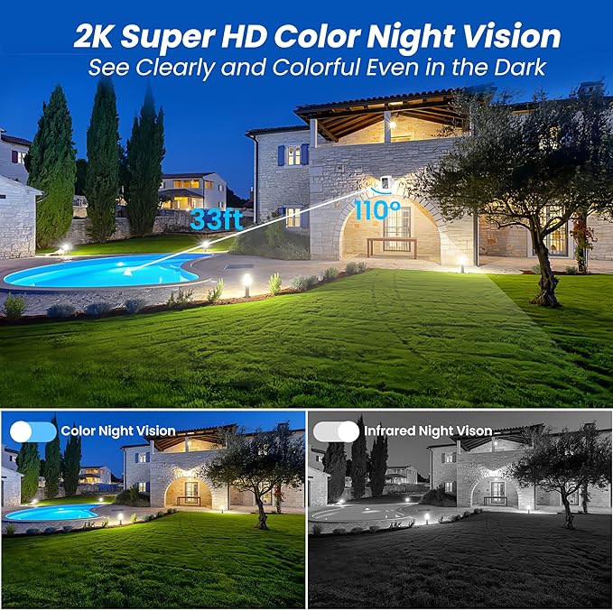 【2 Pack】Security Cameras Wireless Outdoor, No Subscription Outdoor Cameras Wireless for Home Security, Integrated Spotlight & Siren, Human Motion Detection, Support 5G & 2.4GHz WiFi, IP66 Weatherproof
