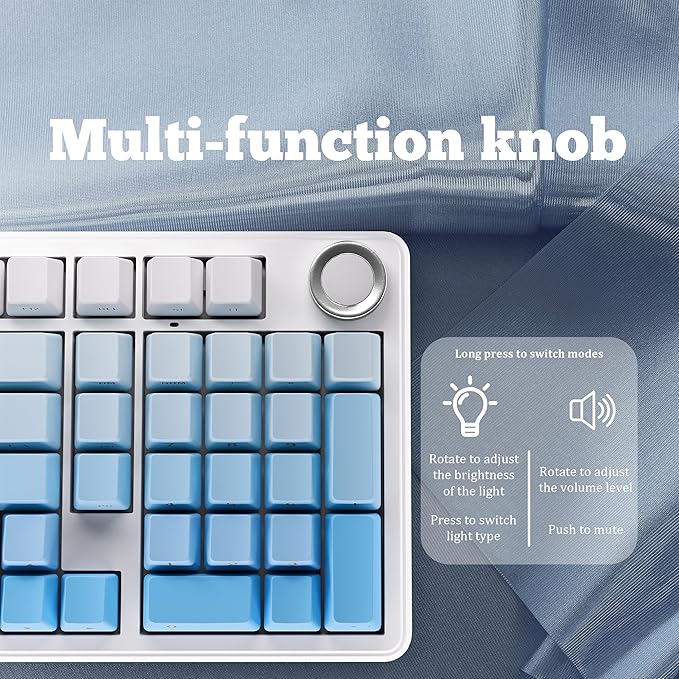 x Aula F99 Pro 99% Mechanical Gaming Keyboard – Wireless Bluetooth, 2.4Ghz RF, USB-C Wired Keyboard with RGB Backlit, Hot-Swappable Pre-lubed Linear Switches, PBT Keycaps, Numpad, Volume Knob