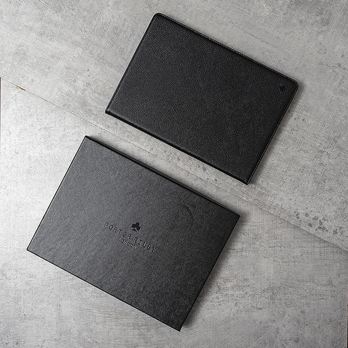 Porter Riley - Leather Case Compatible with iPad Pro 11" 5th Gen - M5 / M4 (2025/2024) Release. Premium Genuine Leather Stand/Cover/Flip Case (Pure Black)