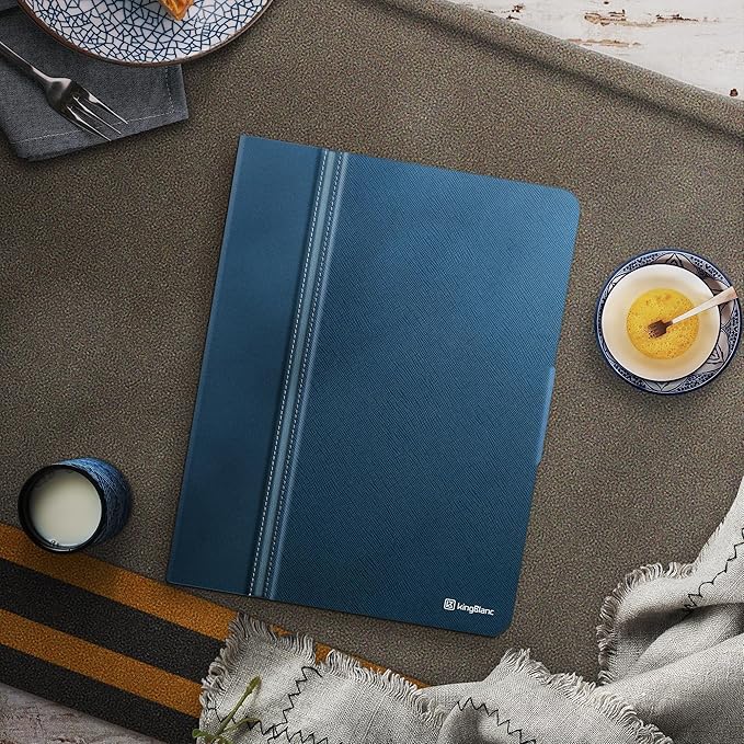 KingBlanc for iPad Pro 12.9 Case 6th/5th/4th/3rd Generation (2022/2021/2020) with Pencil Holder, PU Leather Smart Stand Cover, Auto Sleep/Wake, Apple Pencil2 Charging, Multi-Angle for Typing, Blue
